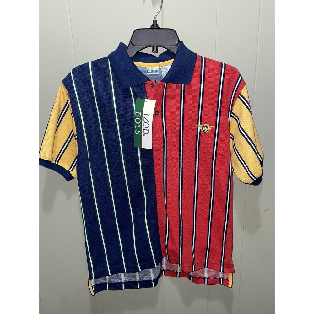 Vintage Izod Boy’s Color Block Collard Shirt Youth Sz Large NWT